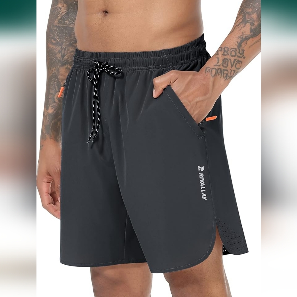 Men's Running Shorts with Zipper Pockets Lightweight Quick Dry Gym Athletic, S